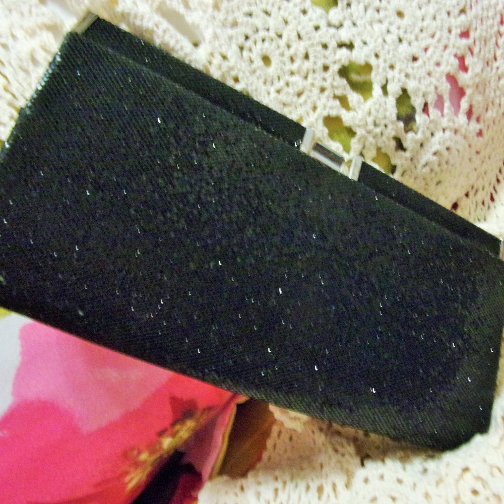 Black Glitter Evening Bling Handbag Clutch NWOT